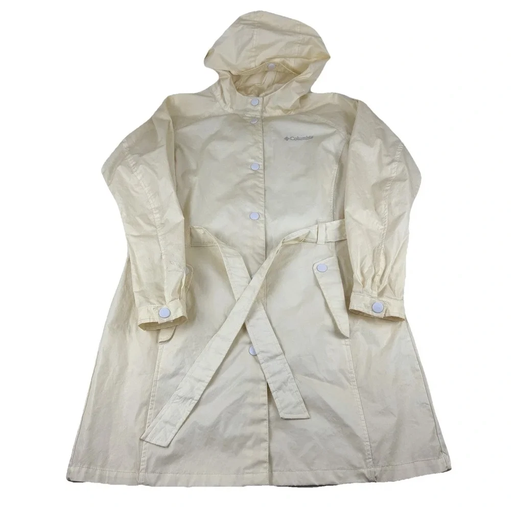 Columbia Women's Pale Yellow Trench Rain Jacket Size Large‎